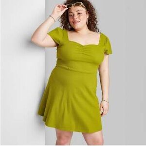 Green Mini Dress Sweetheart Neckline XL